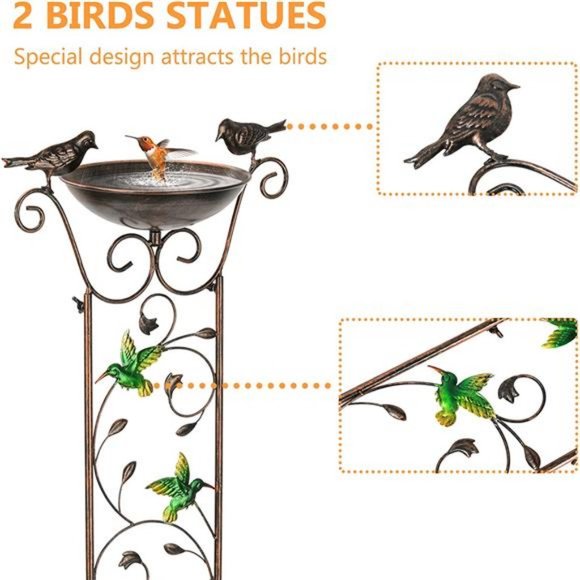 Garden Trellis Bird Bath Outdoor, 40 Inch Trellis Decorative with Hummingbirds - Picture 2 of 6